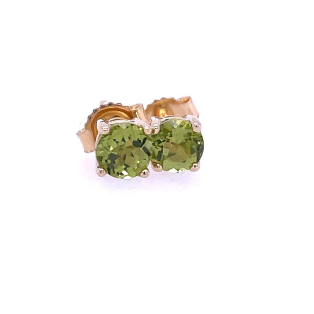 14K Yellow Gold Peridot Stud Earrings