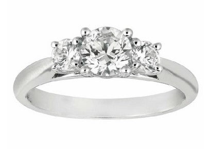 14k White Gold Martin Flyer Three Stone Diamond Engagement Ring