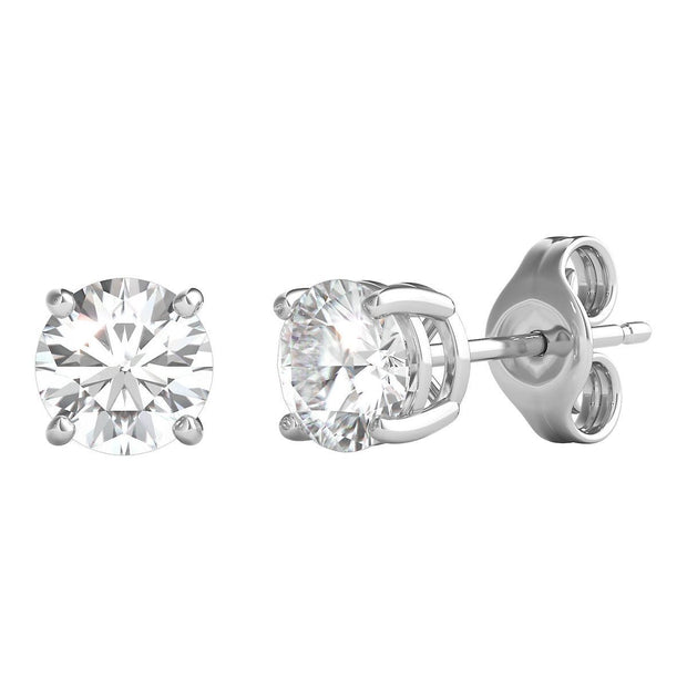 14K White Gold Four Prong Diamond Stud Earrings