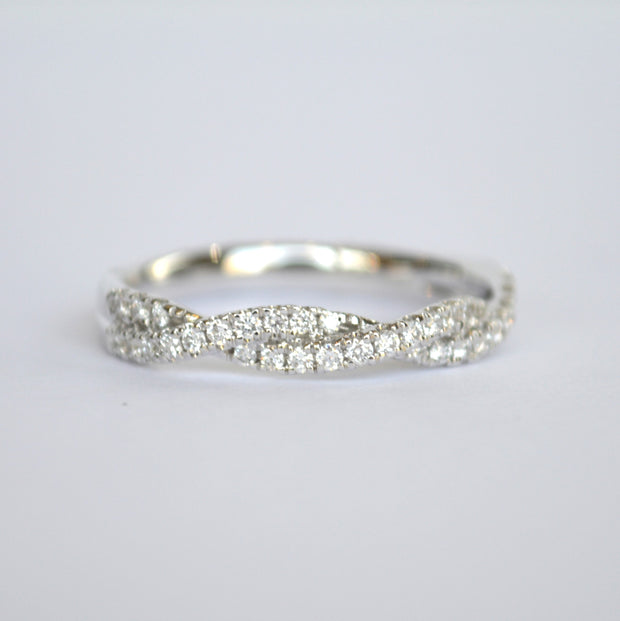 14k White Gold and Diamond Wedding Band