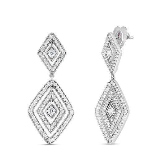 18K WHITE GOLD DIAMANTE DIAMOND DANGLE EARRINGS