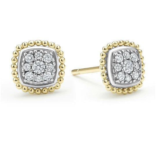 LAGOS Two-Tone Caviar Diamond Stud Earrings