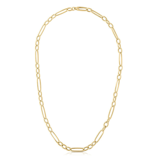 18K Yellow Gold Roberto Coin 18" High Polish Alternating Links Chain