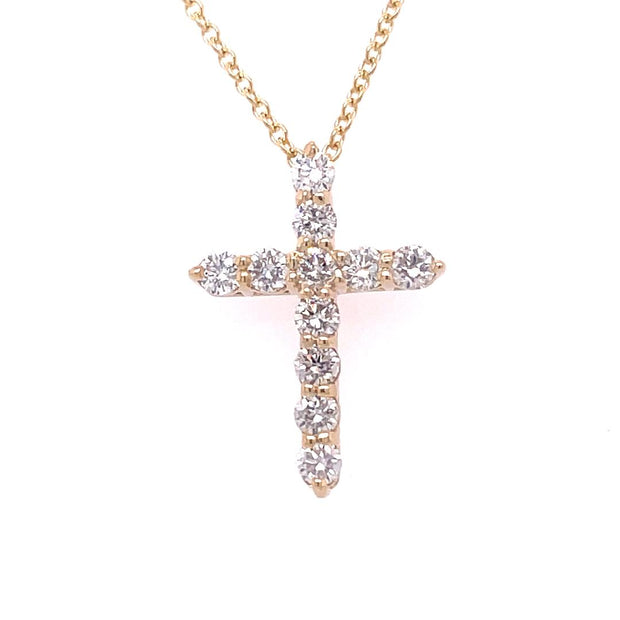 14K Yellow Gold Diamond Cross Necklace Private Label