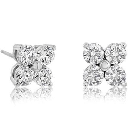 14K White Gold Four Prong Diamond Stud Earrings .21 Ct TWT Private Label