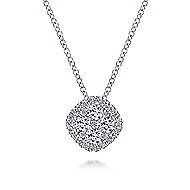 14k White Gold Gabriel & Co. Cluster Diamond Pendant