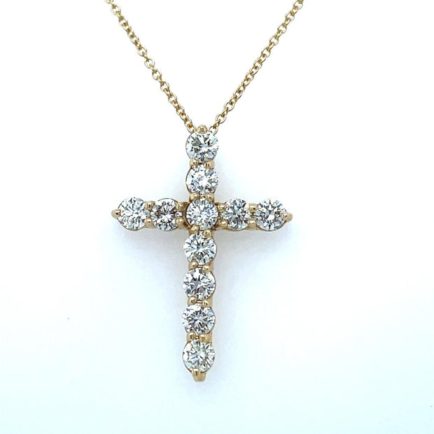 14k Yellow Gold Diamond Cross Necklace