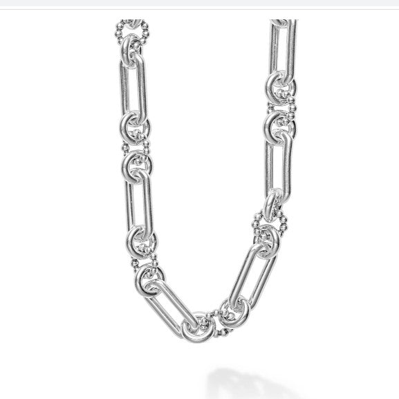 LAGOS Signature Caviar Silver Link Necklace