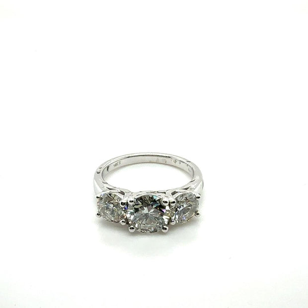 Private Label Diamond Engagement Ring Three Stone 3.02 Ct TWT