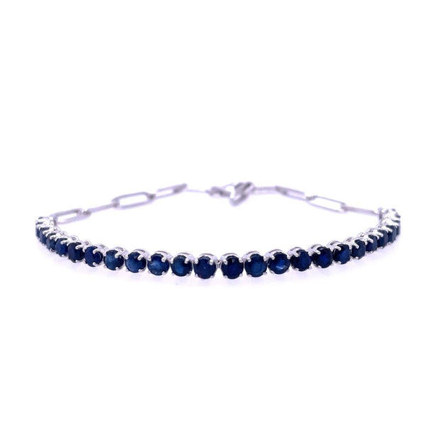 14K White Gold Sapphire Bracelet