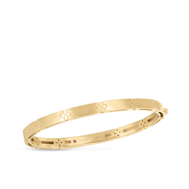 18K Yellow Gold Roberto Coin Love In Verona Hinged Bangle