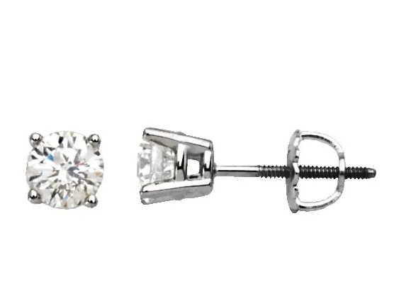 14K White Gold Four Prong White Gold  With 2=0.78Tw Round H Si2 Diamonds