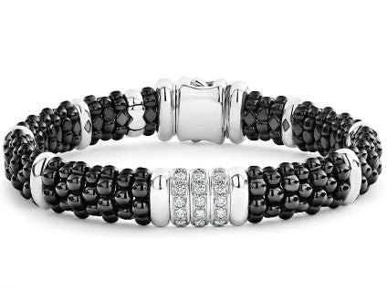 Sterling Silver And Black Cermaic Diamond LAGOS Bracelet