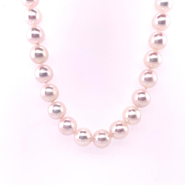 Pearl Necklace 18" Single Strand Featuring 6.00-6.50Mm Round Akoya White Pearls With 14K White Gold Clasp