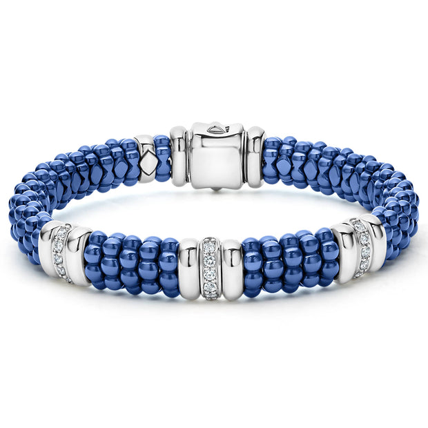 LAGOS Blue Caviar Blue Caviar Ultramarine Three Station Ceramic Diamond Bracelet