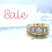 14K Yellow Gold Estate Three Stone Diamond Fashion Ring