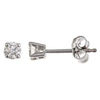 14K White Gold Four Prong Private Label Diamond Stud Earrings