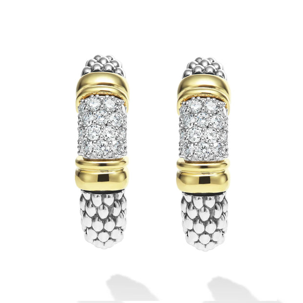 LAGO Two-Tone Caviar Diamond Hoop Earrings