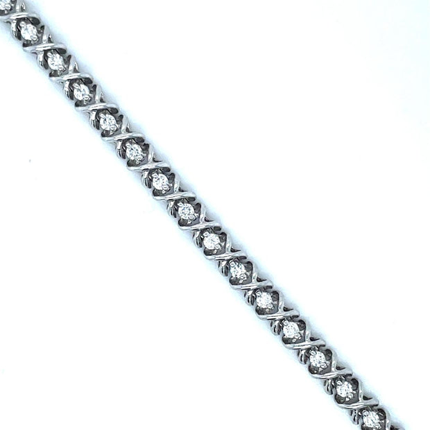 14k White Gold and Diamond Bracelet