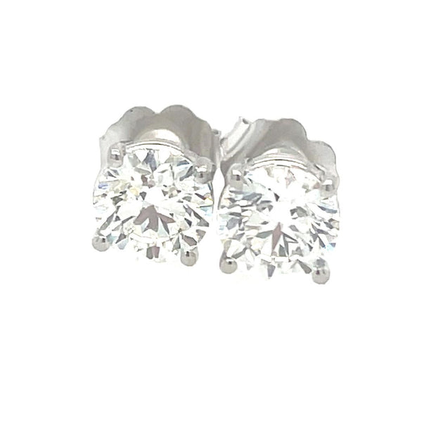 Private Label 14K White Gold and Diamond Stud Earrings 2.03 Ct TWT