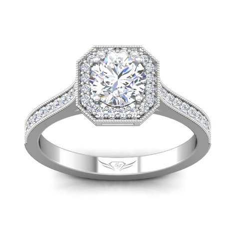 14k White Gold Martin Flyer Halo Diamond Engagement Ring