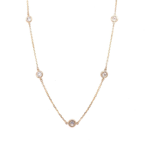 14K Yellow Gold Diamonds By The Yard Necklace 1.32 Ct TWT Private Label