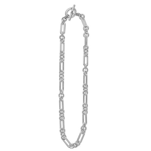 LAGOS Signature Caviar Silver Link Necklace Featuring Toggle And 18" In Length