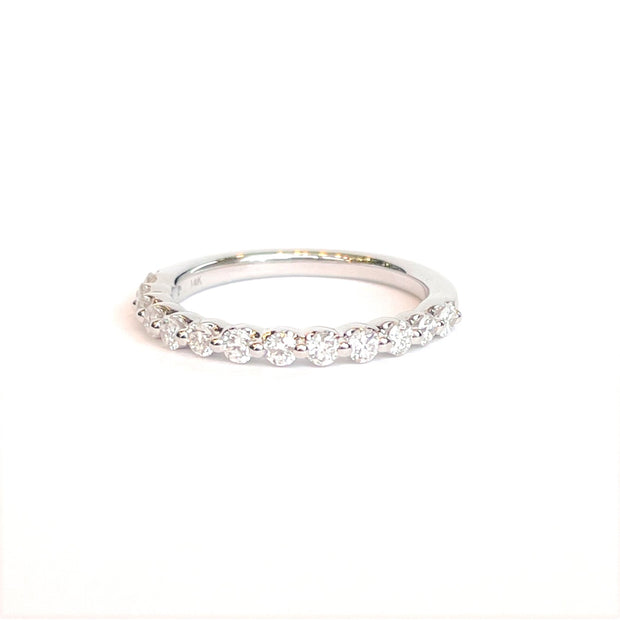 14K White Gold Private Label Part Way Around Diamond Wedding Band