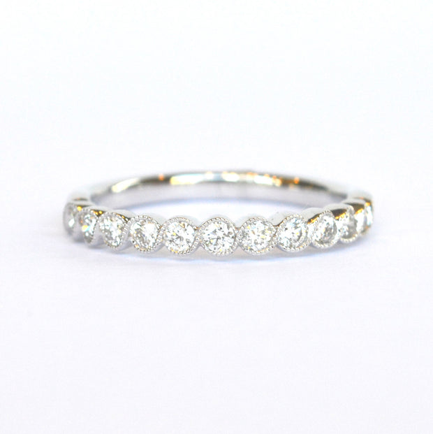 14K White Gold Part Way Around Diamond Band